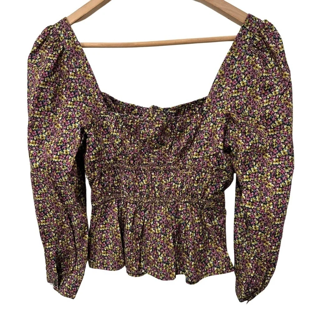 J. Crew Cinched Waist Top Liberty® Busy Izzy Print SZ 0 Cottagecore  NWOT